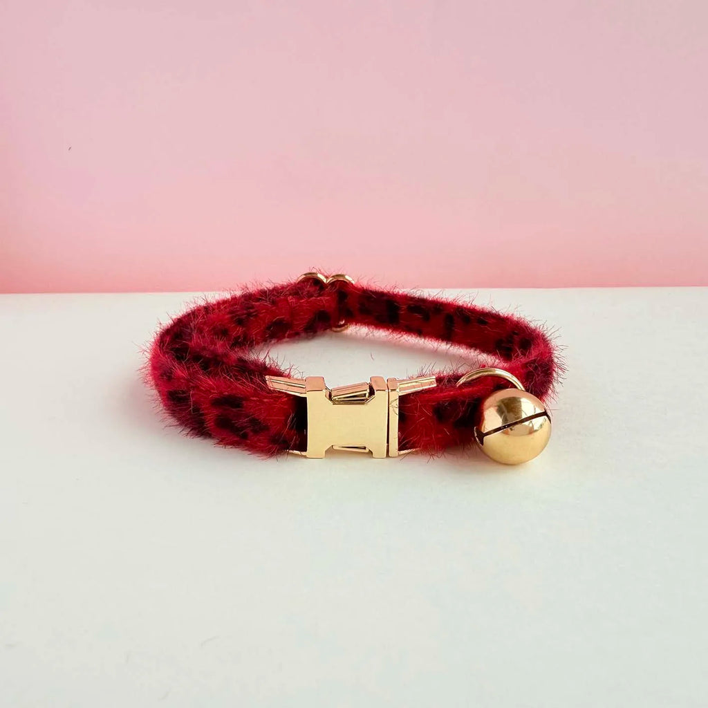 Personalized Pet Name Leopard Print Cat Collar with Bell - Plush & Adjustable Kitten Necklace, Fashion Pet Accessory