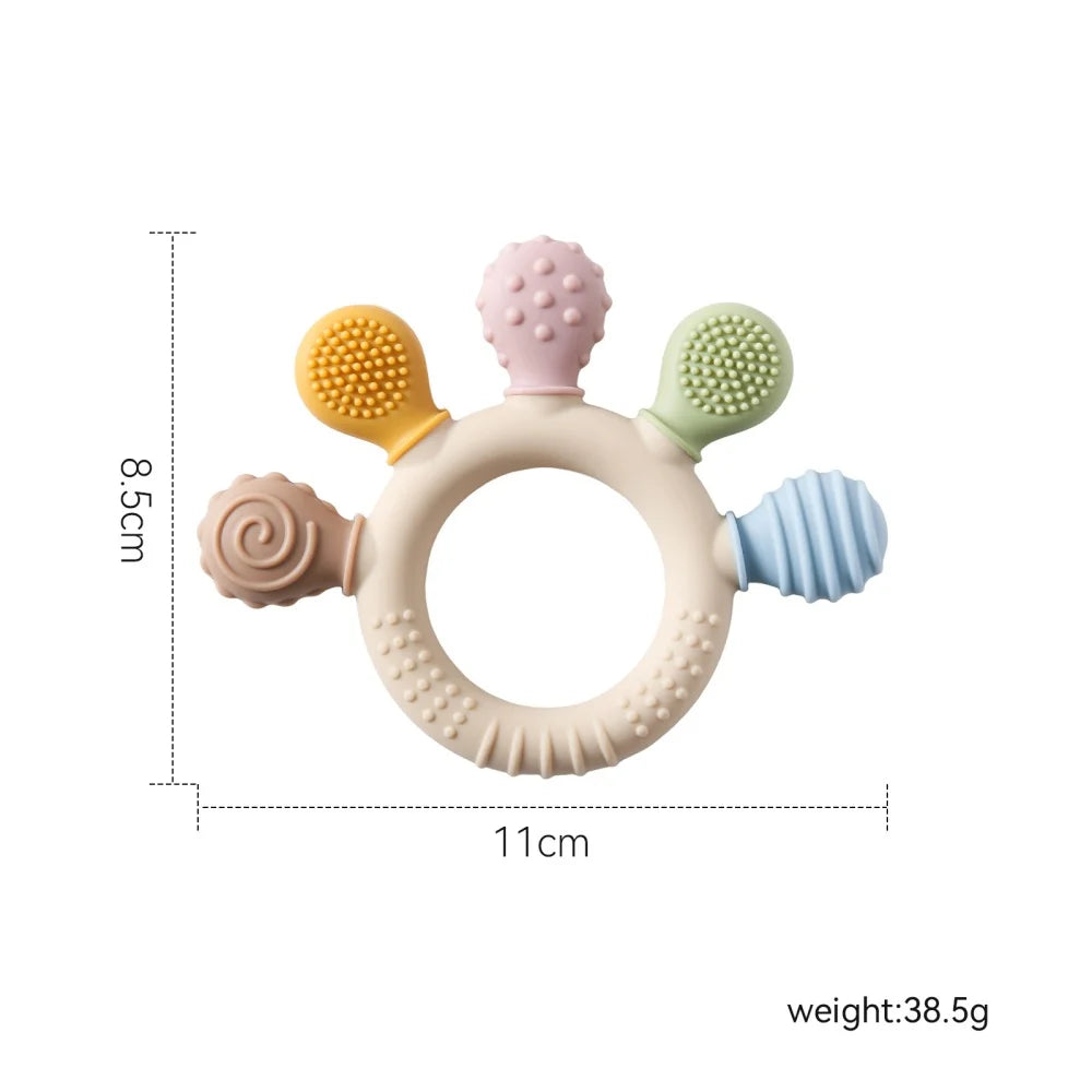Baby Silicone Teether Anxiety Teething Toys 0 12 Months Toys Food Grade Silicone Ring Bracelet for Baby Soothing Tooth Chew Toys