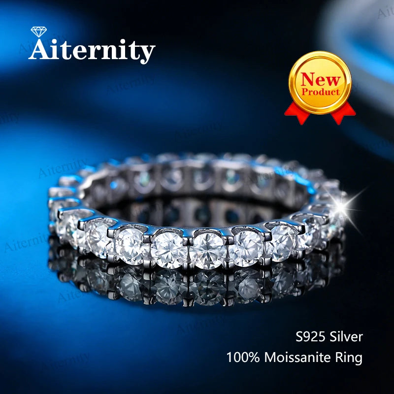 925 Sterling Silver Female Single Tail Ring100% Pass Diamond Tester Pen Moissanite Ring Matching Wedding Diamond Band for Women
