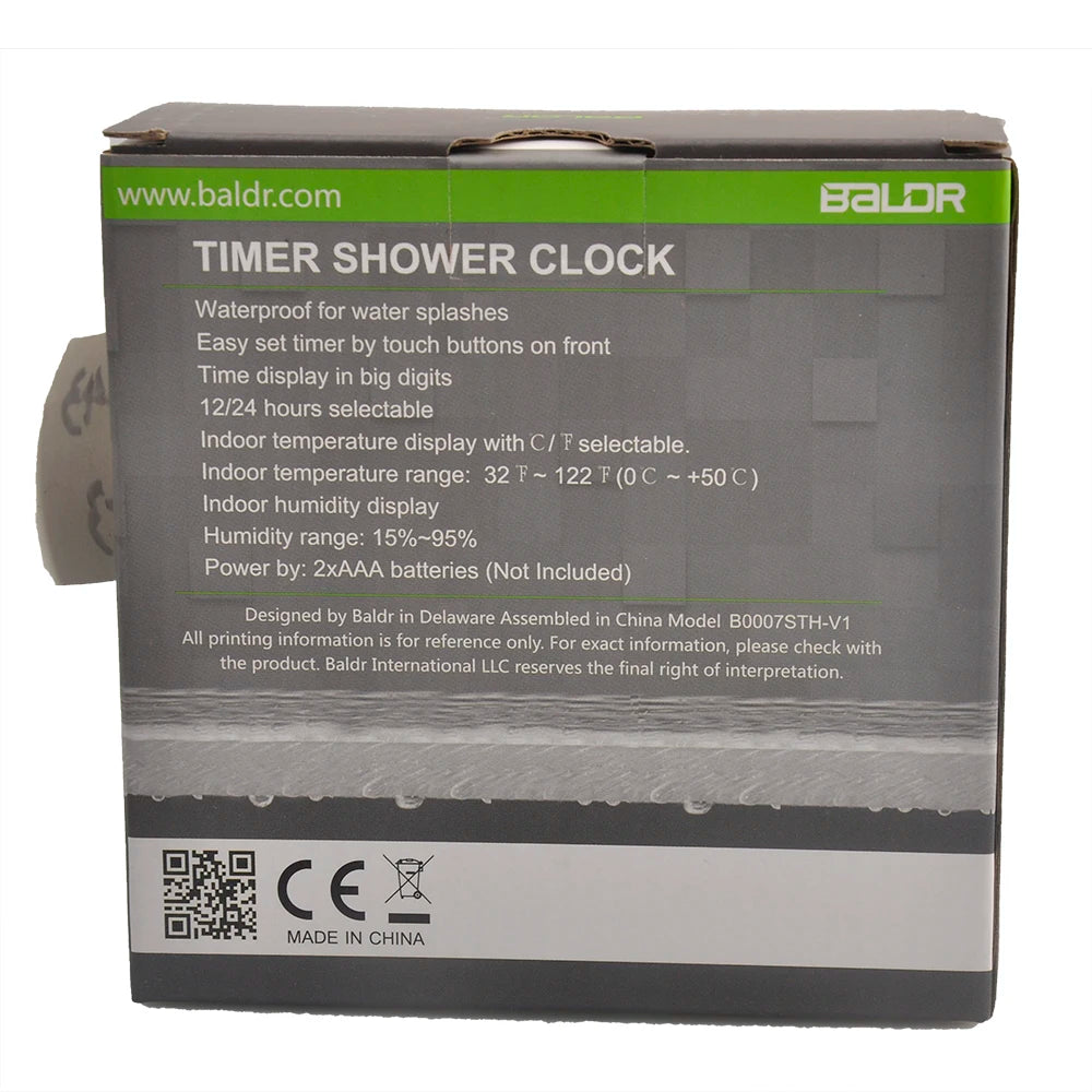 Waterproof Bathroom Wall Clock Digital Shower Clock Timer with Touch Screen, Temperature, Hanging Hole Stand for Kids & Adults