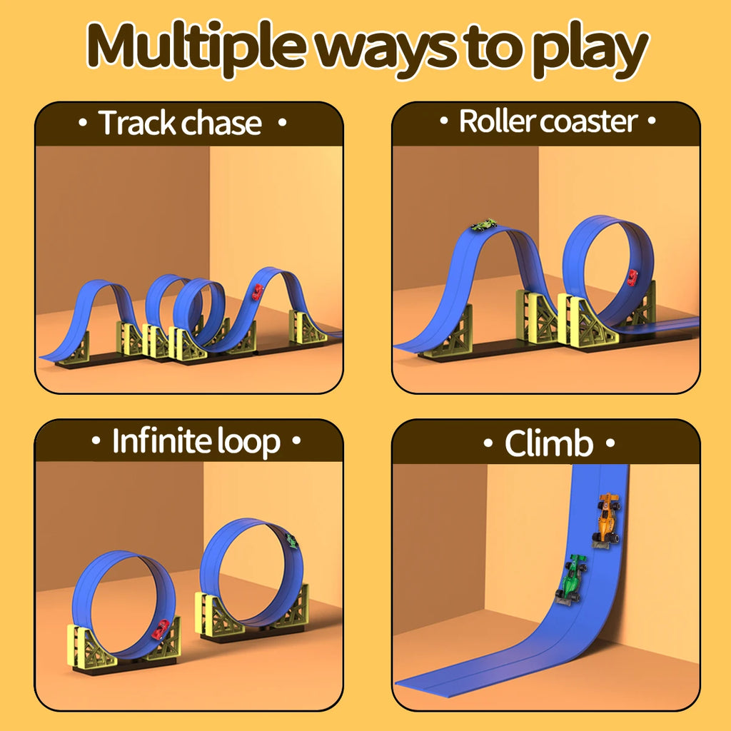 DIY track assembled aluminum alloy pull-back racing car gravity slide boys and girls educational toys holiday Christmas gifts