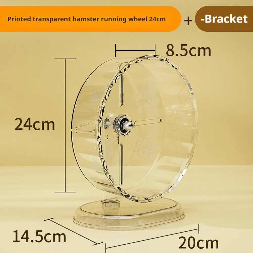 Silent Widened Transparent Running Wheel for Hamsters Small Pet Roller Bearing Support Toy Exercise Equipment for Rodents
