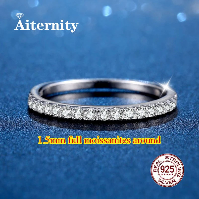 Pass Diamond Test Moissanite Ring And Zircon Unisex Rings 100% Real S925 Silver Ring For Men and Women Luxury Brilliant D VVS1