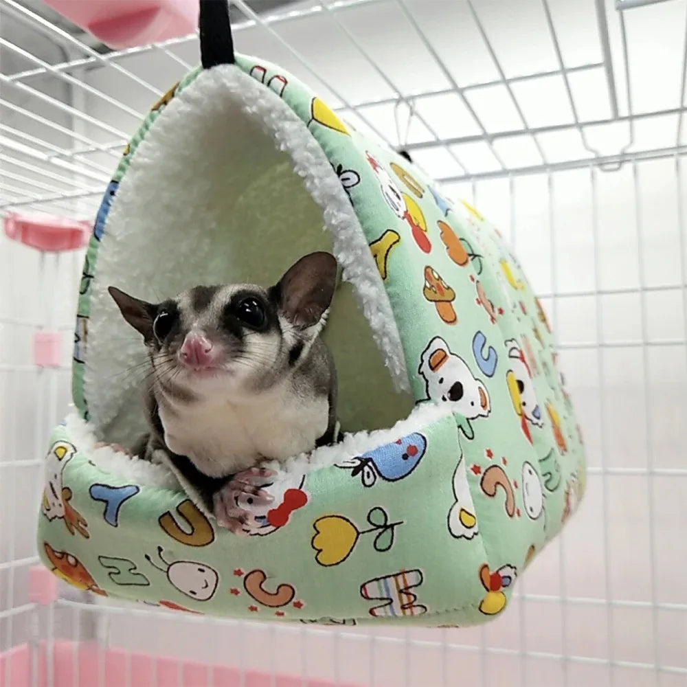 Hamster Warm Fleece Bed Thickened Coral Fleece Hanging Hammock Winter Sleeping Nest for Squirrel Parrot Sugar Glider