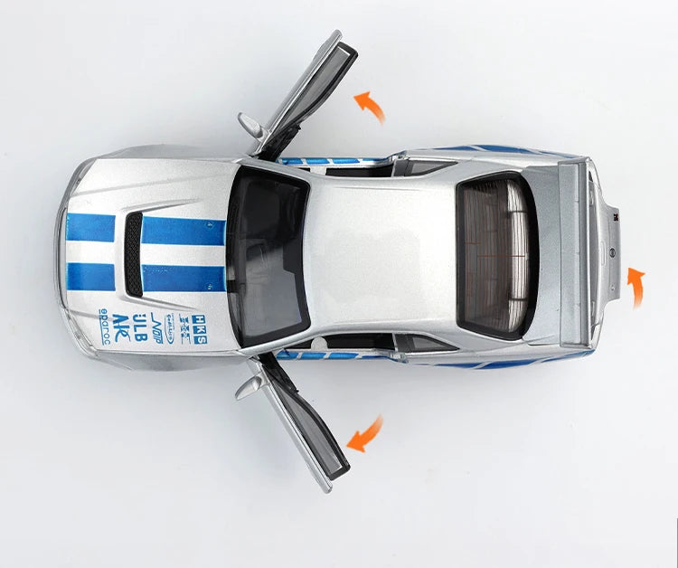 1:32 Scale GTR R34 R35 Diecast Model Alloy Toy Sport Cars Sound Light Pull Back high simulation Kid Birthday Gift Collect