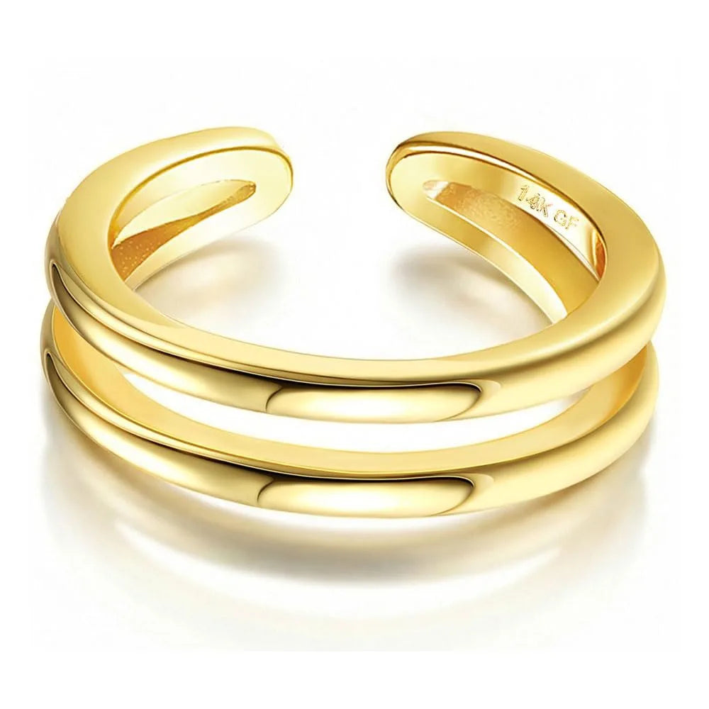 Bobisty 14K Gold Plated Toe Rings for Women Adjustable Toe Ring Non Tarnish Open Band Toe Rings CZ Bow Summer Beach Foot Jewelry