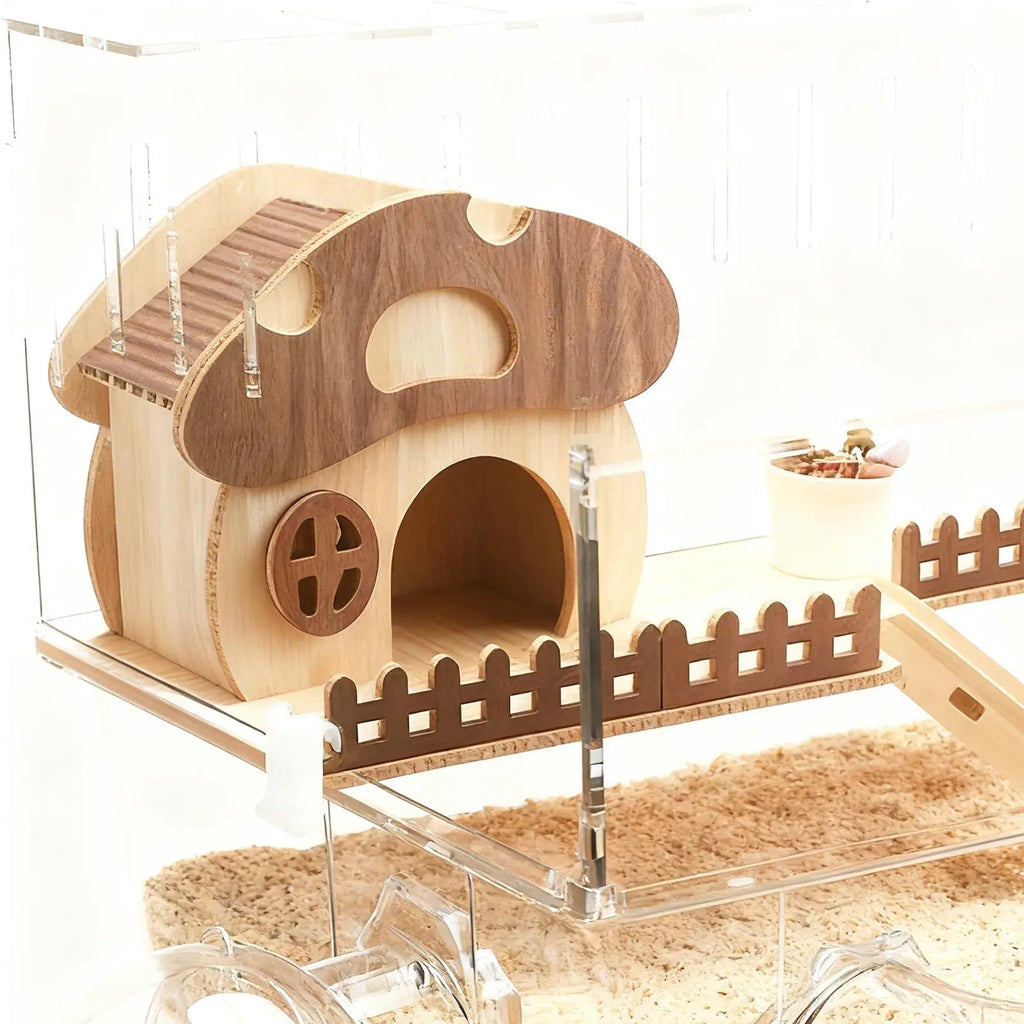 Easy Clean Transparent Double Layer Hamster Cage Large Luxury Villa Exercise Wheel Tank Habitat Spacious House For Small Rodents