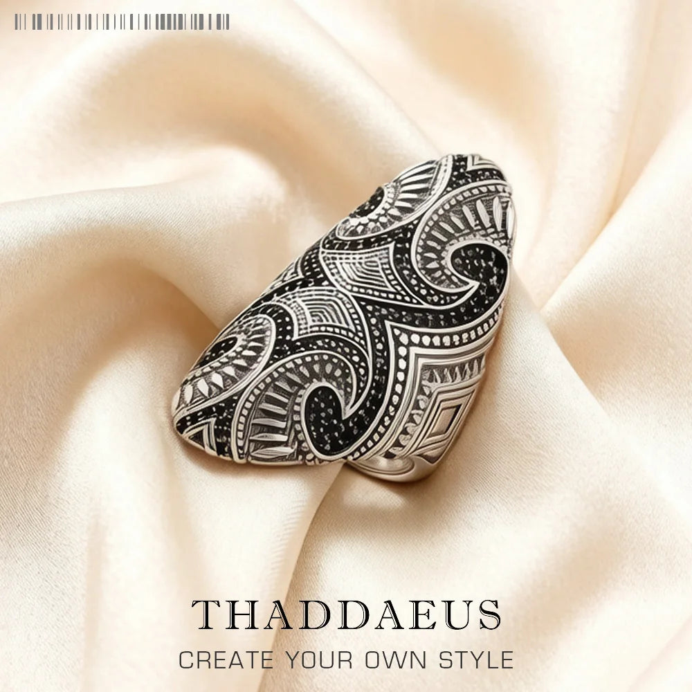 Ring Maori Cultural Tattoo Ornament,Bridal Sets Fashion Good Jewerly For Women Men Gift In 925 Sterling Silver