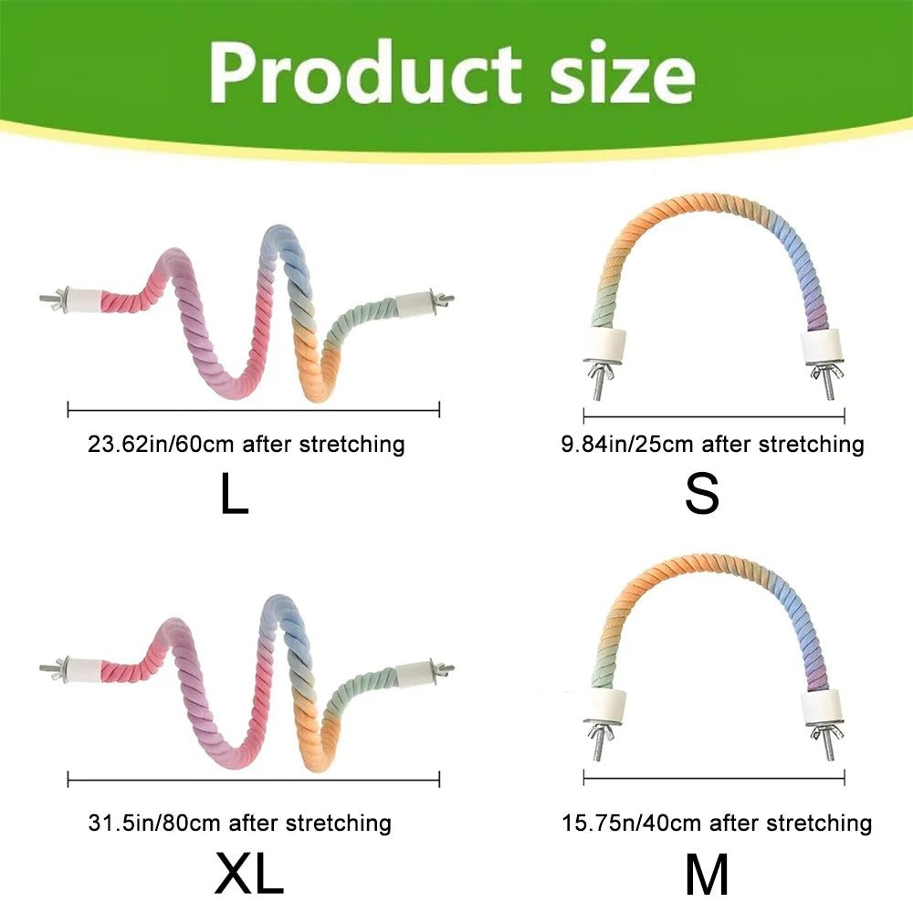 radient Colorful Bird Rope Perch Stand for Bird Cages Bendable Climbing Rope Cage Accessory Toy for Cockatiel Parakeet ﻿ ﻿