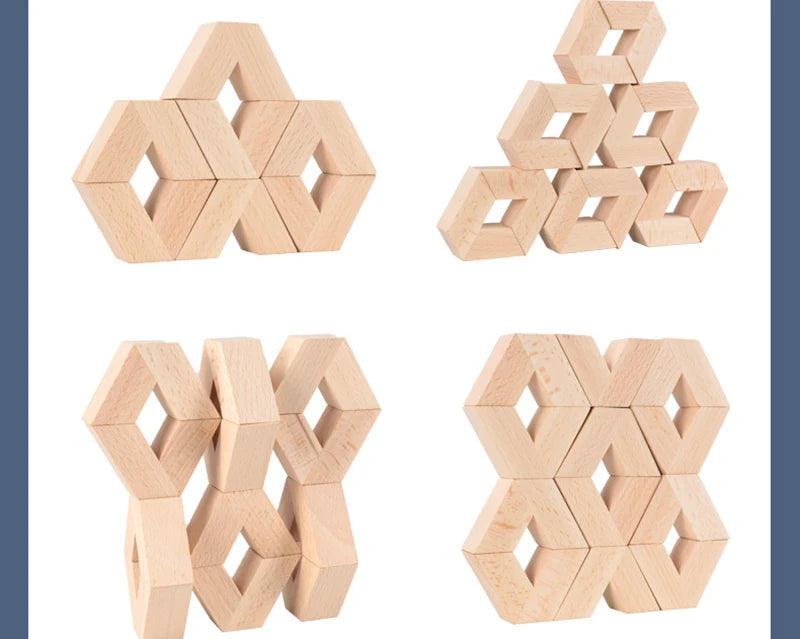 16pcs V Shape Natural Large Wooden 3D Building Blocks Toys Baby Unpaint Wooden Montessori Educational Stacking Blocks Toy Child