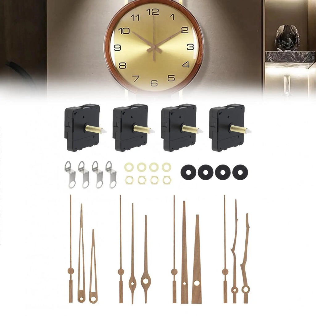 4 Pack 20/32 mm Long Shaft Quartz Silent Clock Mechanism Kit for DIY Kit / Clock Repair Replacement Part with 4 Sets Clock Hands