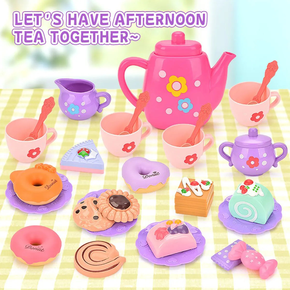 Kids Tea/Pastry Set Toy Simulation Pretend Play Food Playset for Children Montessori Toddler Children Gift Kitchen Girl