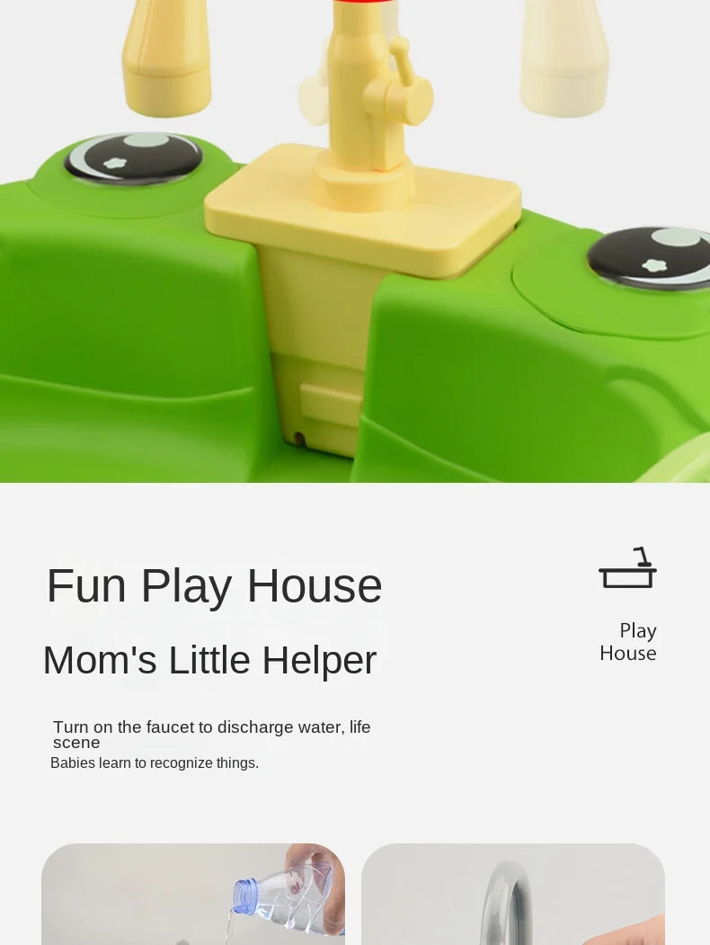 Kids Kitchen Sink Toys Electric Dishwasher Playing Toy with Running Water Pretend Play Food Fishing Toy Role Playing Girls Gift