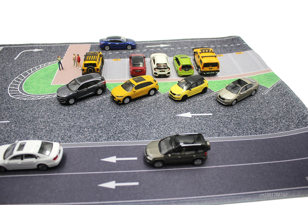 1:64 Scale Parking Road Garage Football Field Toy Mat Mouse Pad For Diecast Car Model Dolls Scene Display