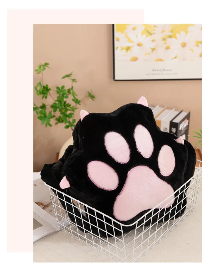 Kawaii White Puppy Cat Paw Plush Backpack Adjustable Straps Funny Dog Big Capacity Soft Stuffed Animals Bags for Girls Women