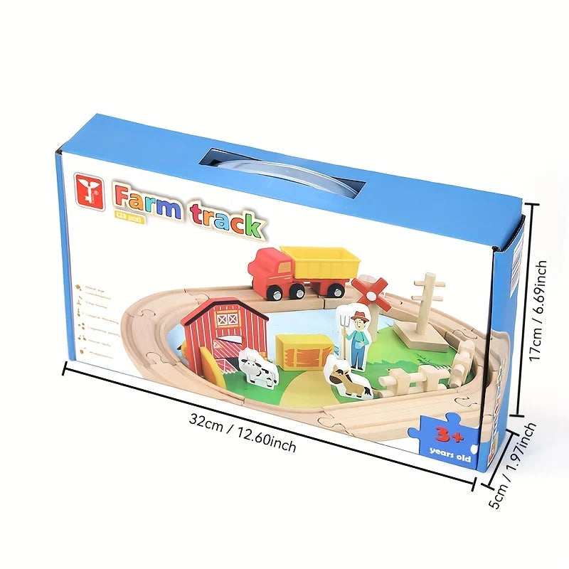 Wooden Rail Car Toy Children's Train Puzzle Assembly Early Education Toy Boy and Girl Birthday Gift Set