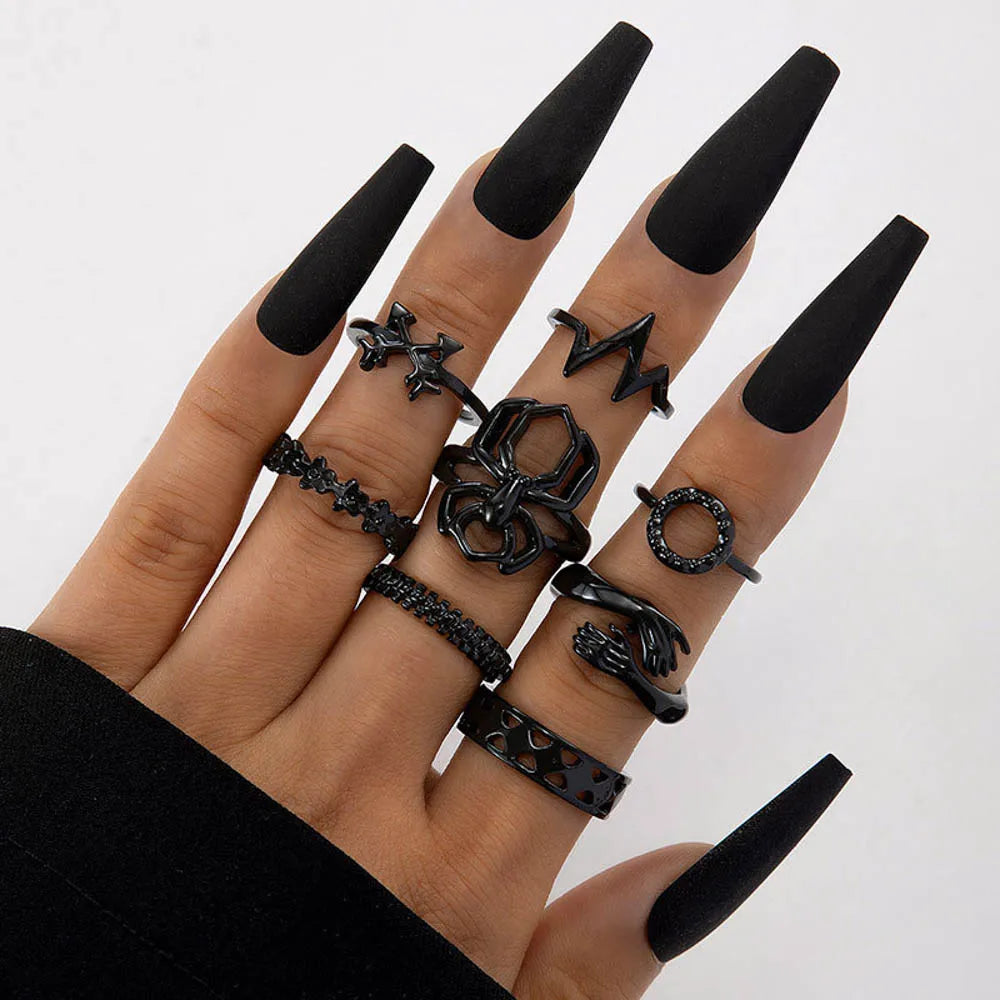 10/20/30/50Pcs/Lot Punk Finger Ring Set For Men Women Mix Style Flower Tai Ji Heart Love Snake Jewelry Party Gifts