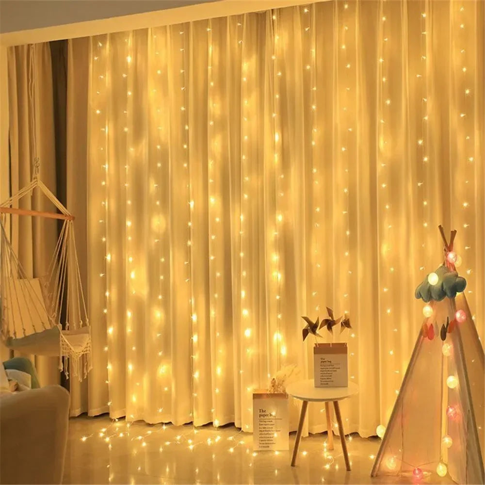 USB LED Curtain Lights with Remote Control, Christmas Fairy Lights for Wedding Birthday Bedroom Party Home Decor