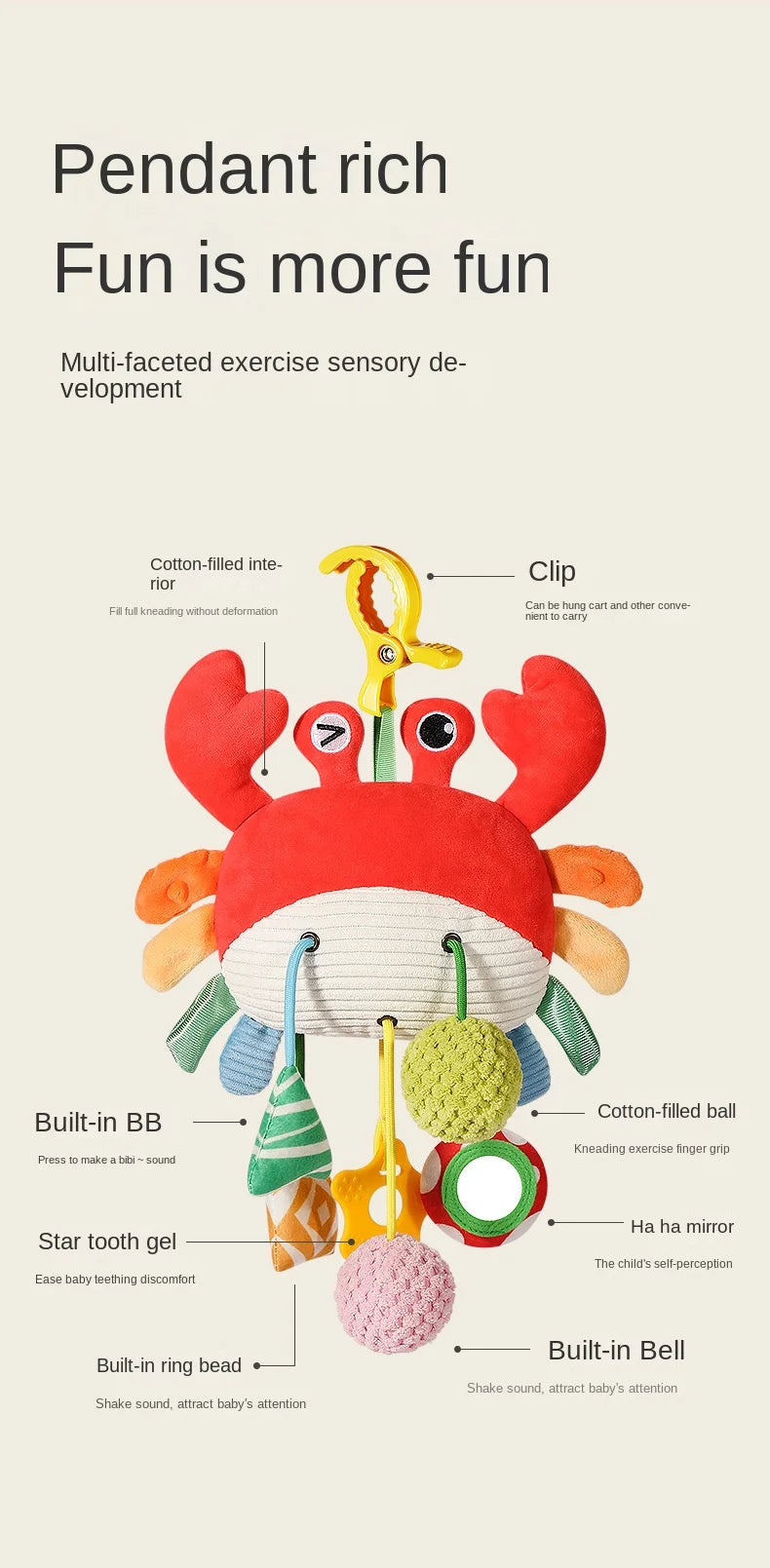 Baby Soothing Toy Crab Pull-String Stroller Charm