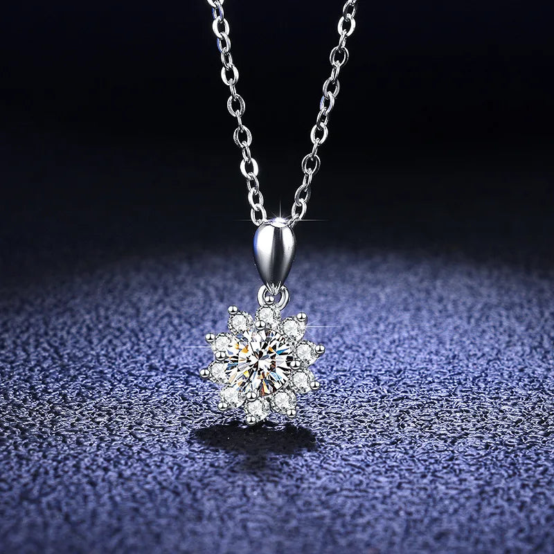 Fashion Luxury Trendy Classic 1ct GRA Moissanite Irregular Sqaure Necklace For Charm Women 925 Silver Party Jewelry Gift
