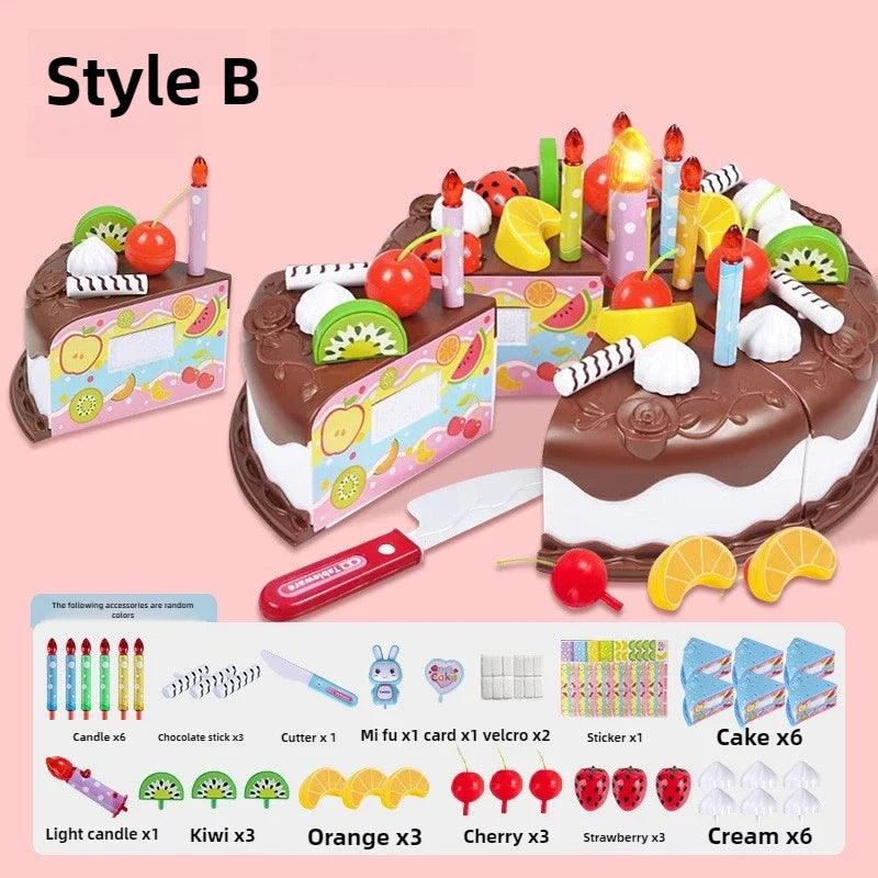 Children Pretend Cake Goodies Play Simulated Kitchen Toys Plastic Cutting Food Kids Toy Object Cognition Boys Girl Birthday Gift