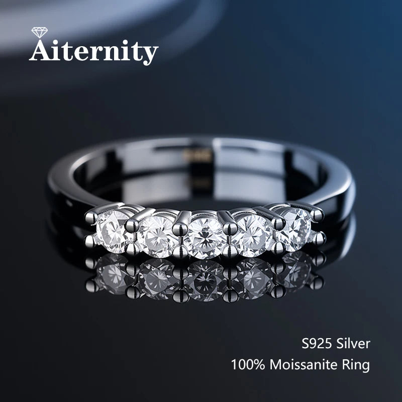 925 Sterling Silver Female Single Tail Ring100% Pass Diamond Tester Pen Moissanite Ring Matching Wedding Diamond Band for Women