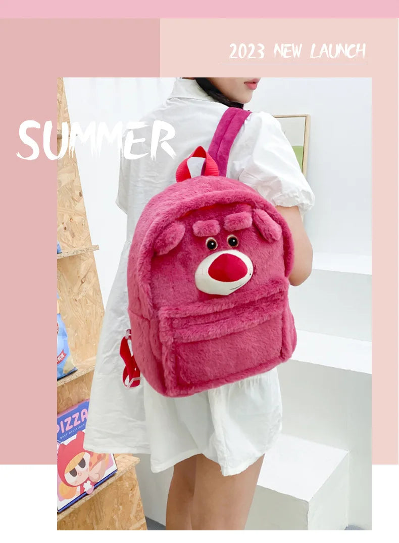 New Lotso Alien Cartoon Funny Plush Backpack Students Large Capacity Bag Girls Casual Soft Stuffed Schoolbag Lightening Bag