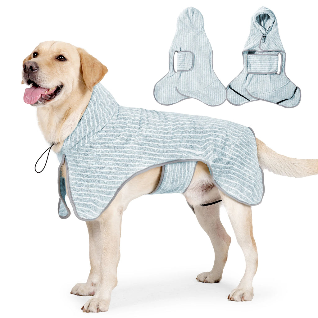 Dog Bathrobe Quick Dry Absorbent Pet Towel Coat Hooded Dog Bath Towel Soft Microfiber Drying Robe for Dogs
