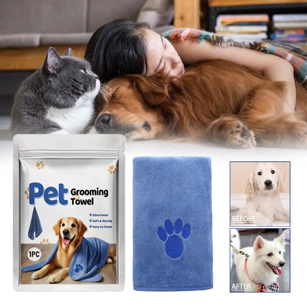 Embroidered Super Soft Towel For Cat Dogs ﻿ Quick-Drying Microfiber Pet Towel Absorbent Bath Towel Pet Grooming Supplies