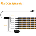Touch Dimmable Black PCB LED Strip Light COB Tape For Walnut Acoustic Wooden Slat Grille TV Background Wall Panel&Cabinet Decor