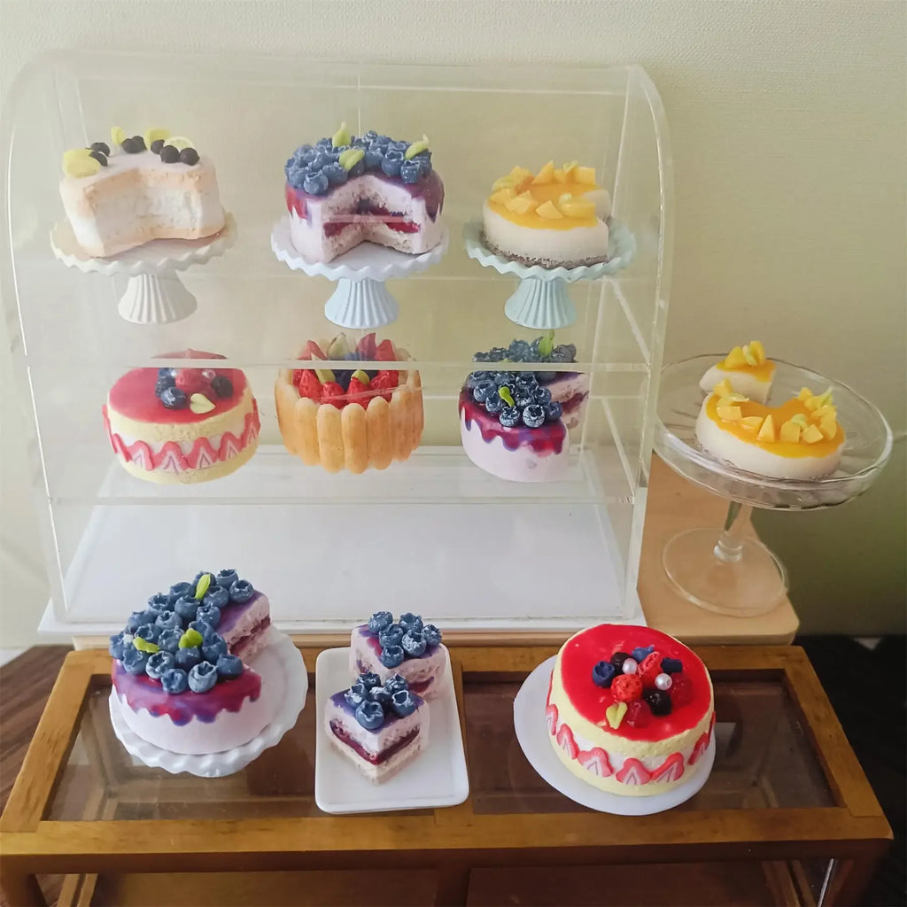 Mini 1/6 Scale Fruit Cake Dollhouse Accessory Eco-Friendly Clay Halloween Christmas Birthday Gift for Collectors