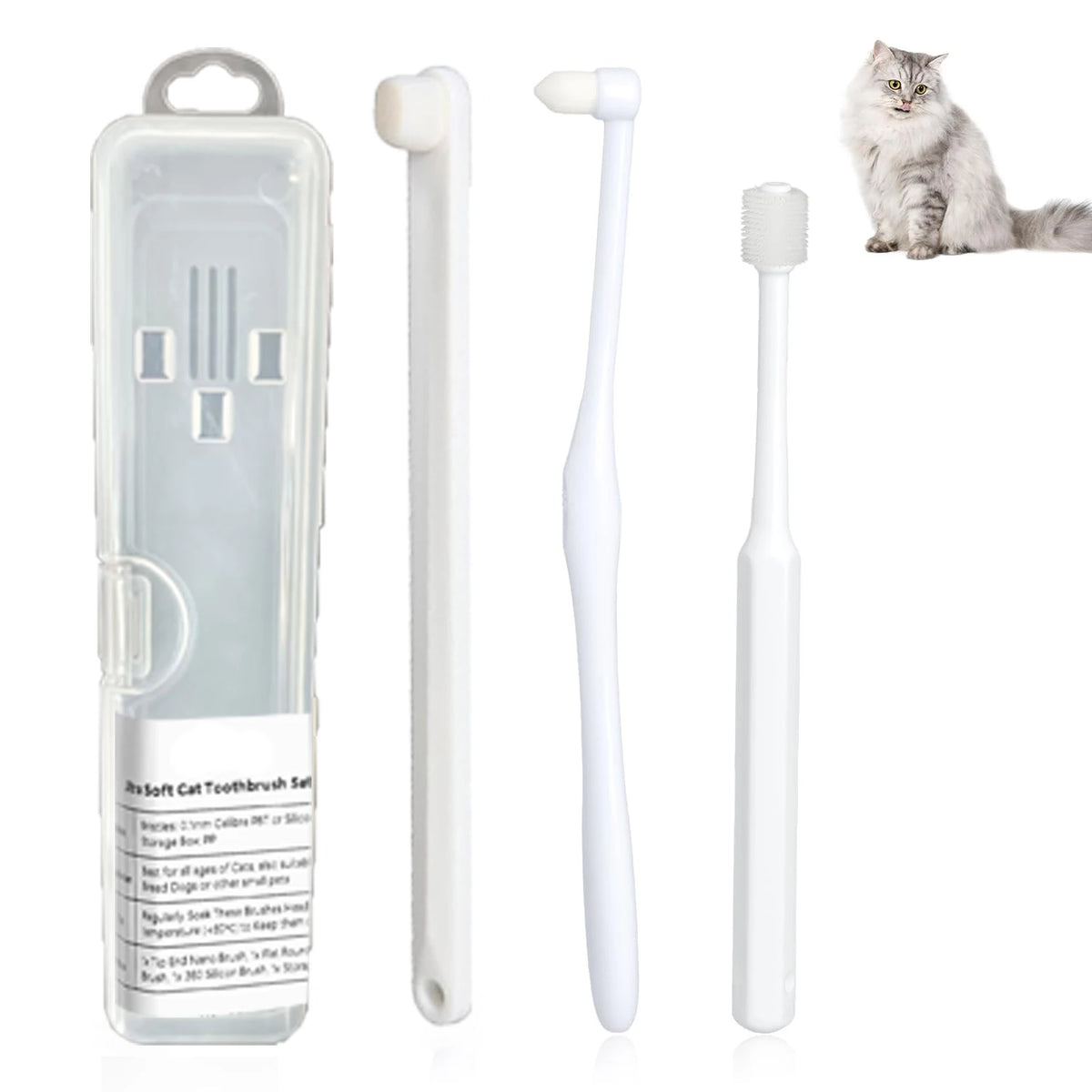 Ultra Soft Cat Toothbrushes, Toothbrushes for Small Dogs & Cats, 360° Silicone Kitten Tooth Brushes, Mini Head Pet Dental Care K