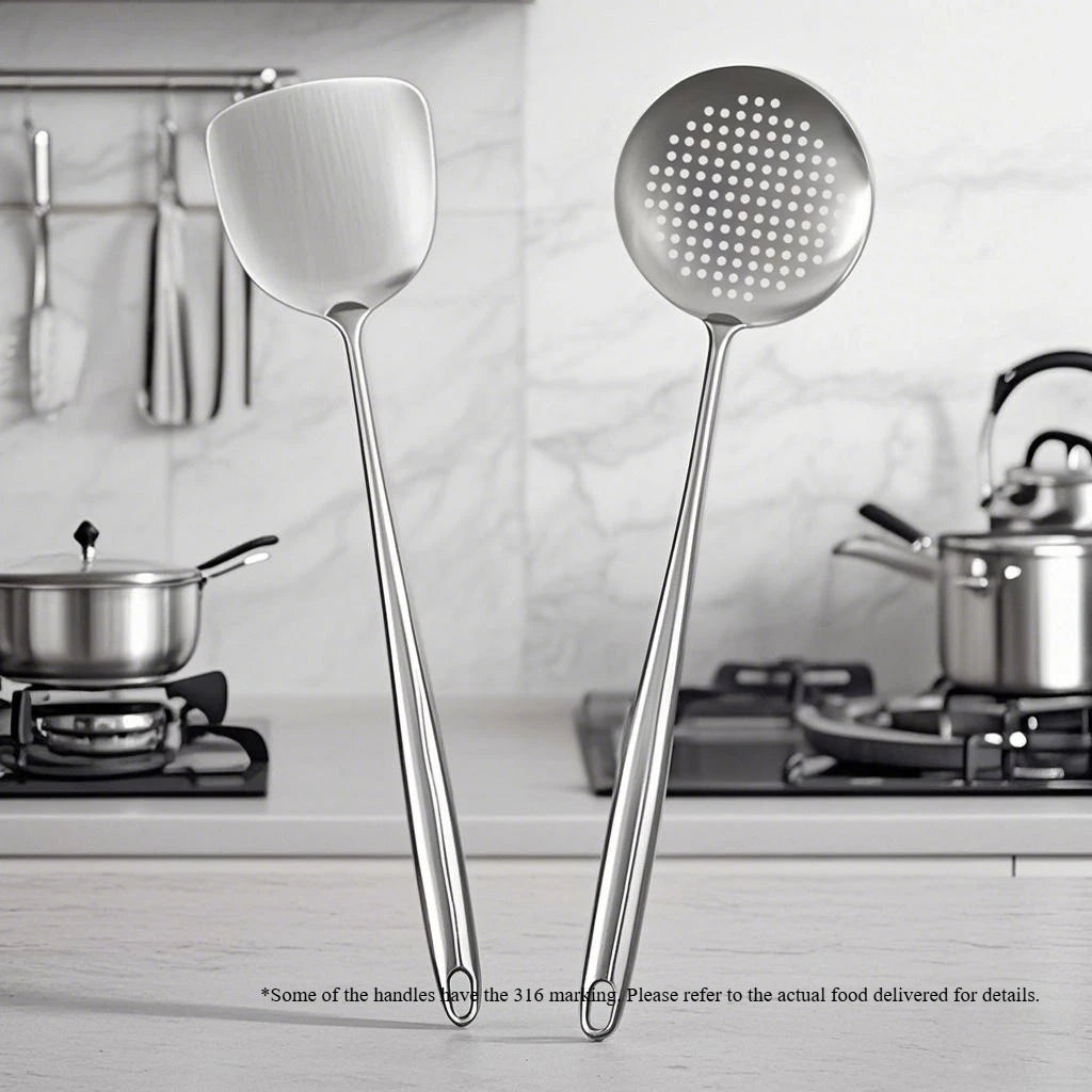 Food Stainless Steel Wok Spatula Metal kitchen utensils Slotted Turner Spoon Ladle Cooking Tools Utensil Set Kitchen Accessories
