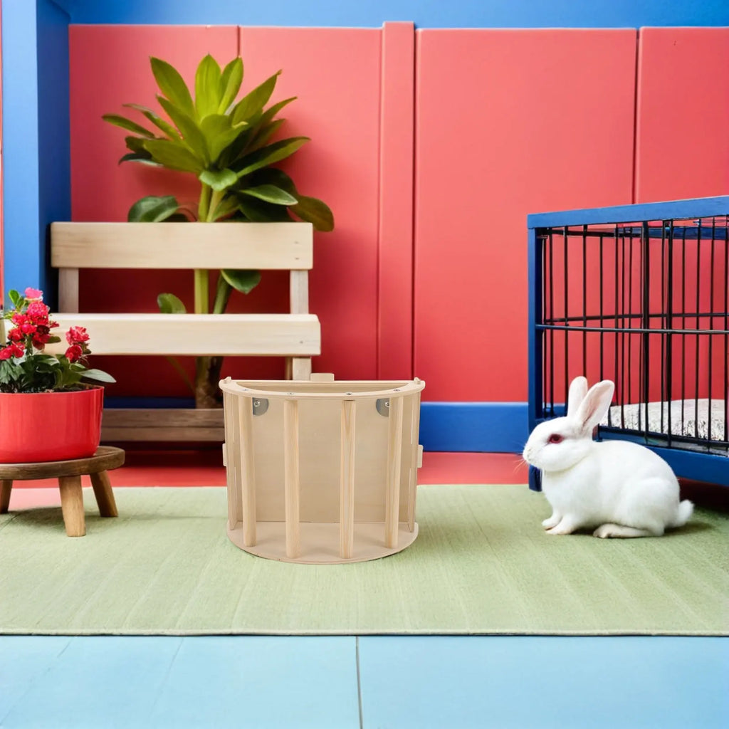 Wooden Small Animal Hay Rack Feeder Removable Hanging Hay Holder for Rabbit Cage Guinea Pig Bunny Pet Feeding Rack
