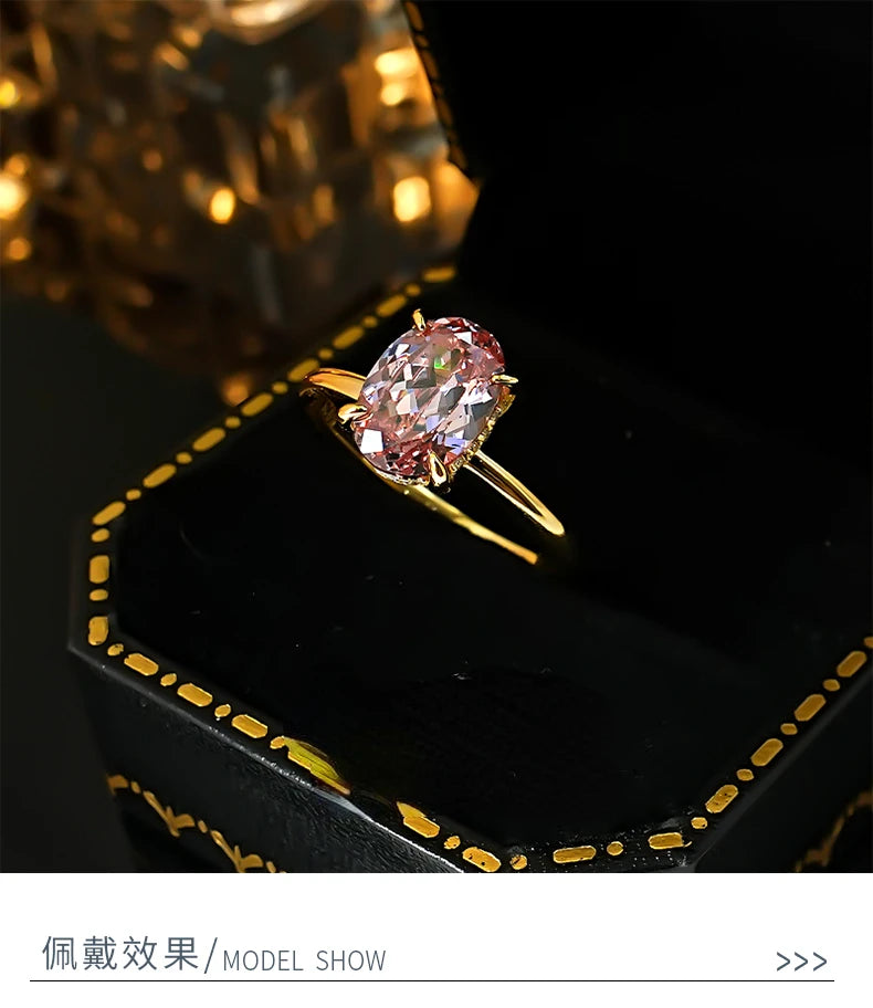 Afghan Dreamy Pink Tourmaline 925 Silver Ring Pigeon Egg Minimalist Ins Style Light Luxury Daily Fairy