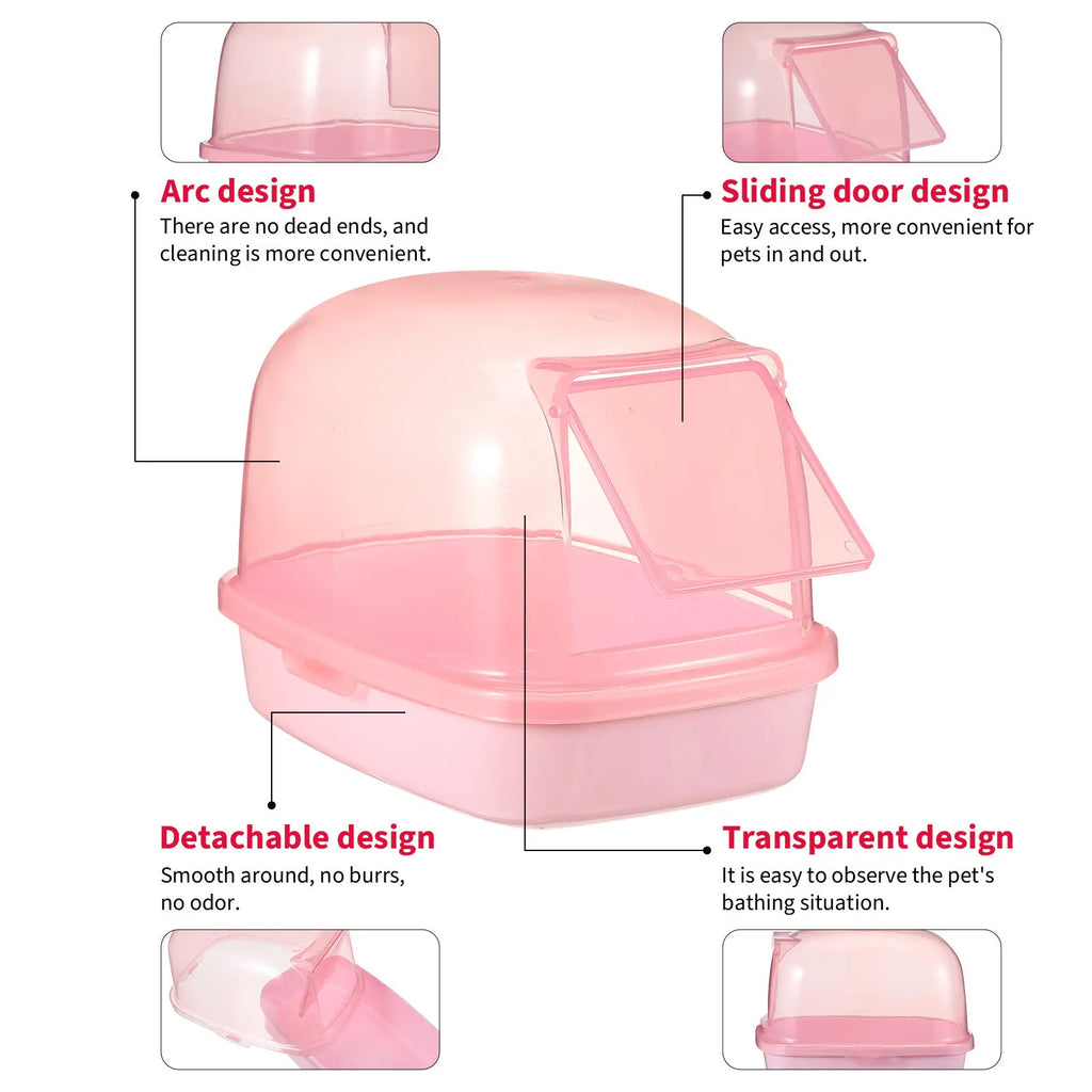 Plastic Hamster Sand Bath Box Sturdy Transparent Bath Basin for Small Pets Chinchilla Gerbil Guinea Pig Indoor Cage Accessory