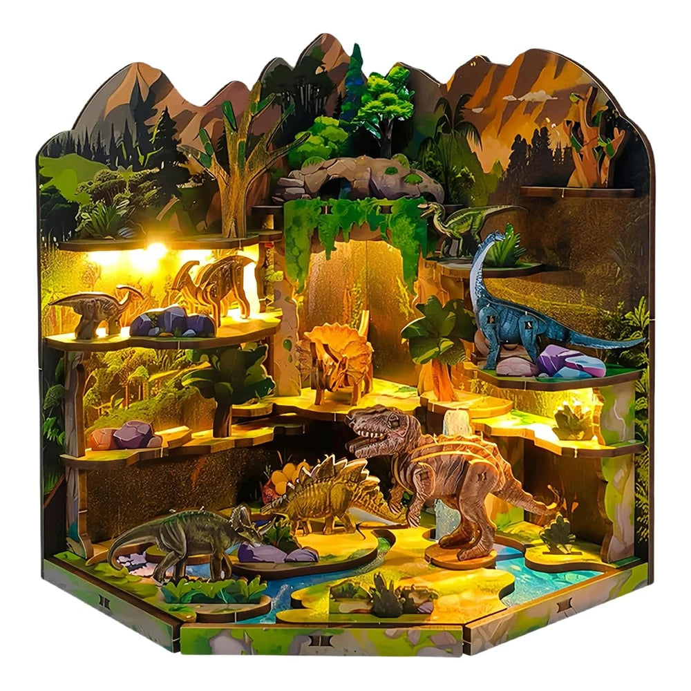 DIY Wooden Blocks Dinosaur Secret Realm 3D Wooden Puzzle Stereo Model Beginner Friendly Stress Relief Handmade Toys for Adults