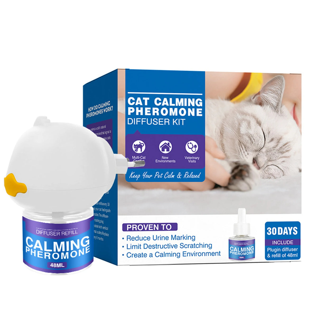 Cat Pheromones Calming Diffuser Refill Reduce Fighting Relieve Stress Refill Natural Cat Calming Diffuser Refills Pet Supply