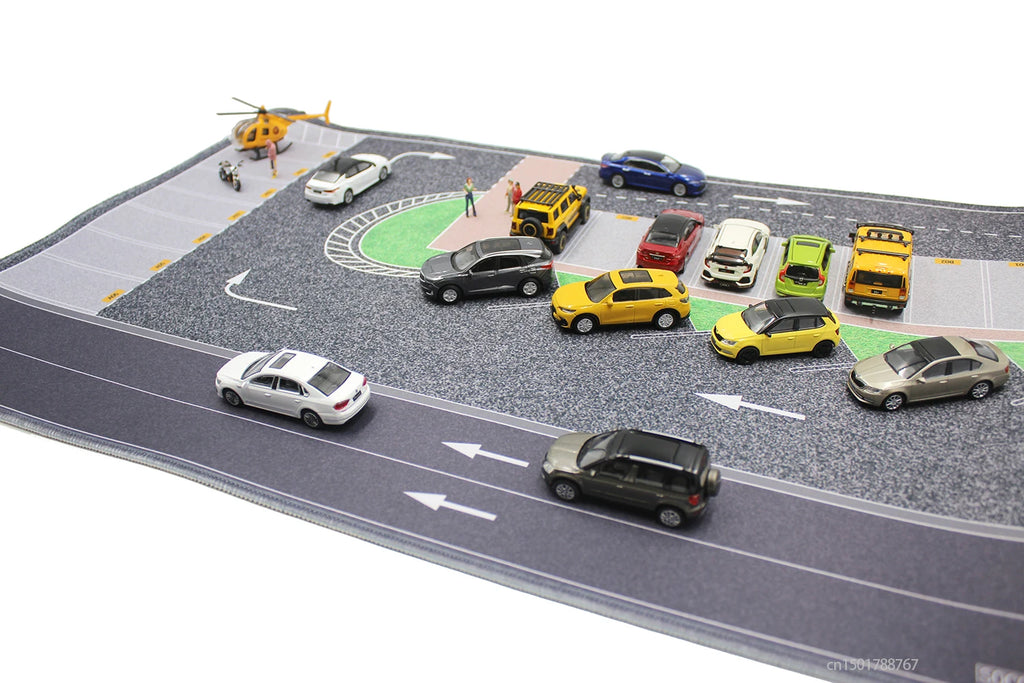 1:64 Scale Parking Road Garage Football Field Toy Mat Mouse Pad For Diecast Car Model Dolls Scene Display
