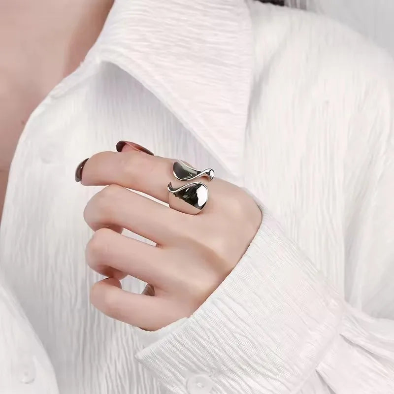 925 Sterling Silver Rings for Women Couple Minimalist Handmade Simple BIg Ring Party Jewelry Gift Prevent Allergy