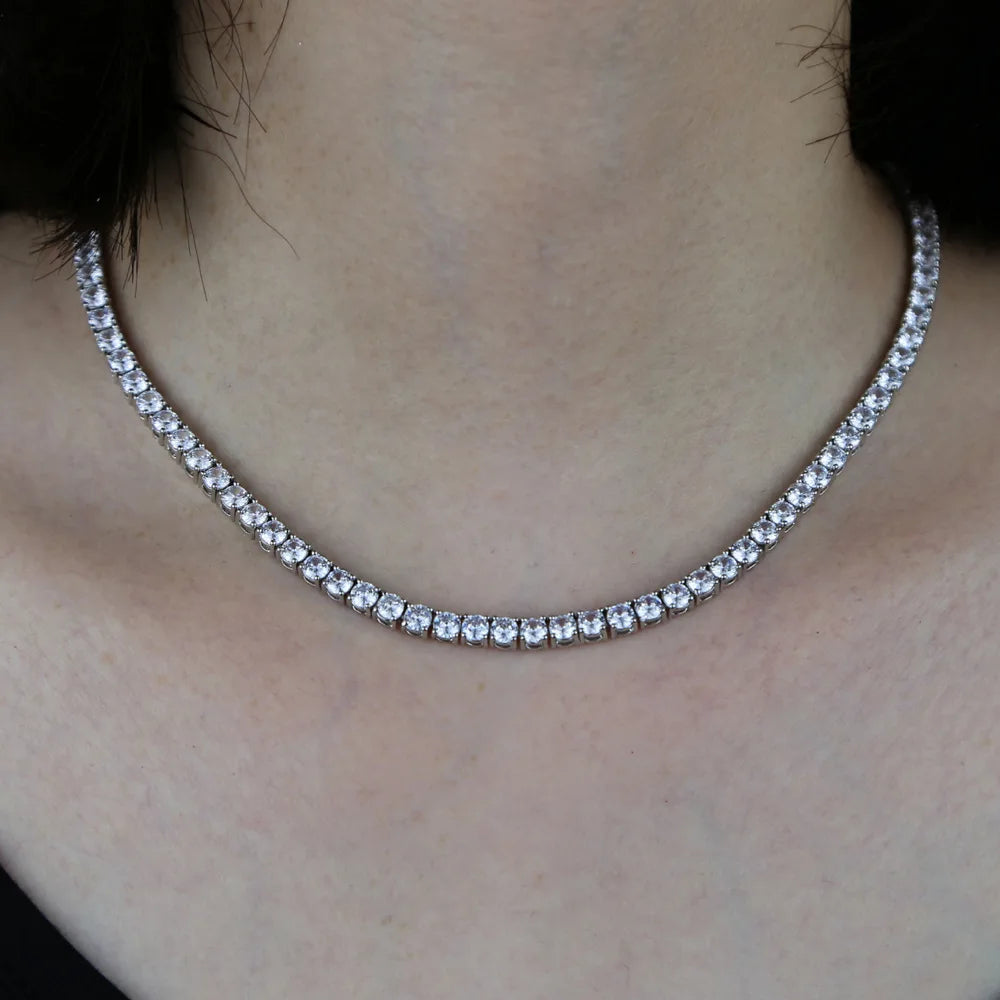 D VVS1 Moissanite Tennis Necklace For Women Top Quality 100% 925 Sterling Silver Sparkling Party Fine Jewelry