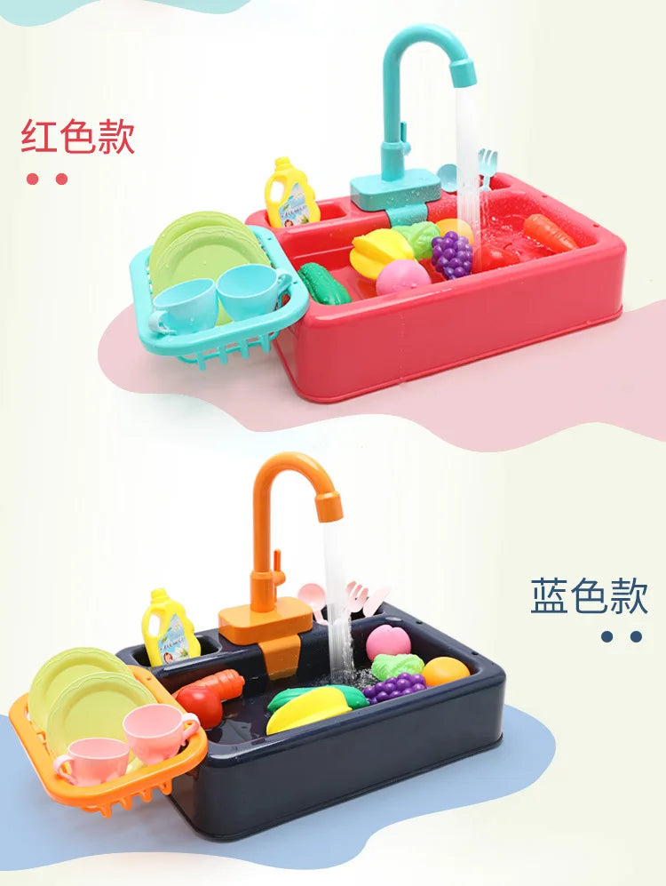 Kitchen Toy Plastic Dish Wash Sink Set Children Simulation Pretend Role Play Housework Kit Early Educational Toys for Children
