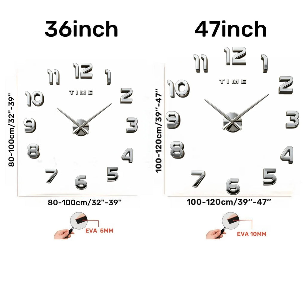 Large 3D Wall Clock Luminous Classic Wall Clocks DIY Digital Clock Wall Watches Stickers Silent Clock for Home Living Room Table