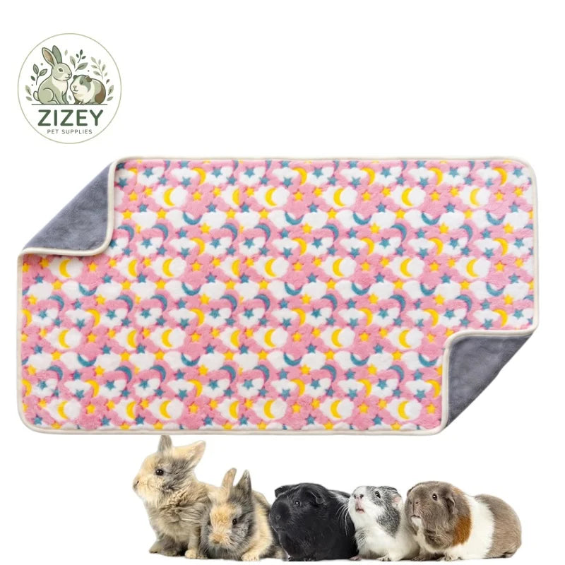 Reusable Small Animal Cage Pad, 47in×24in, Guinea Pig Cage Liner, Reusable Bedding Perfect Fleece Liner for Guinea Pig & Rabbit