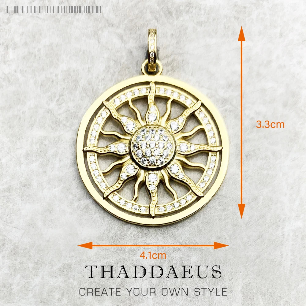 Pendant Sun Star CZ Pave Summer Winter New 925 Sterling Silver Fine Jewelry Europe Style Accessories Gift For Men Woman