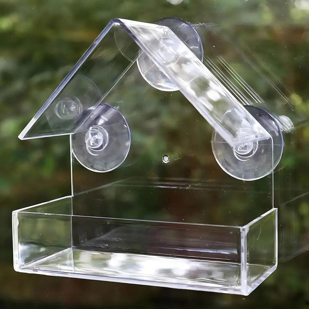 Acrylic Bird Feeder Clear Window Outside Hanging Bird Feeder House With Suction Cup For Garden Outdoor Backyard Patio Yard 1-5PC