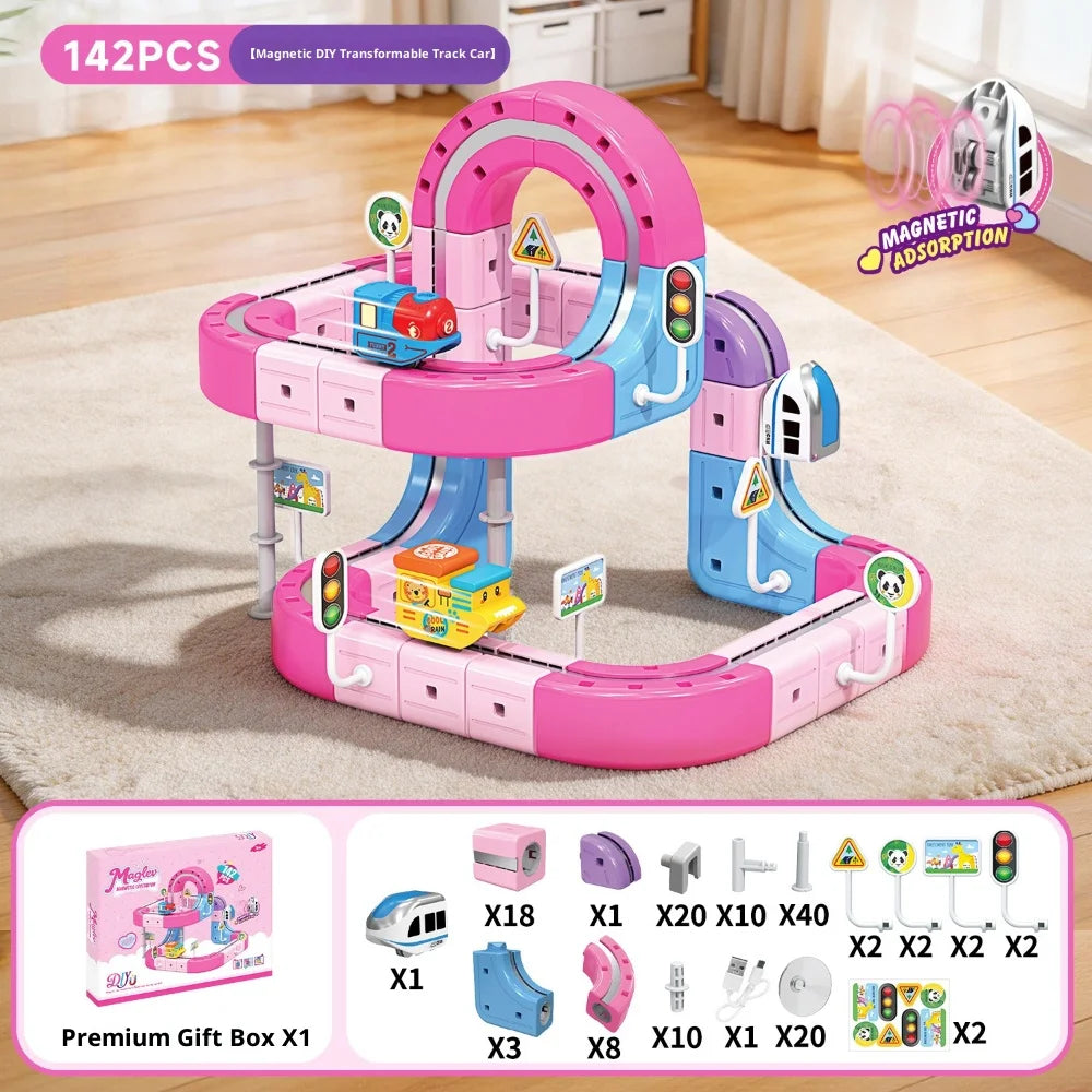 Multi Level Modular Magnetic Levitation Train Track Toy DIY Building Block Anti-Gravity Floating Electric Train Playset