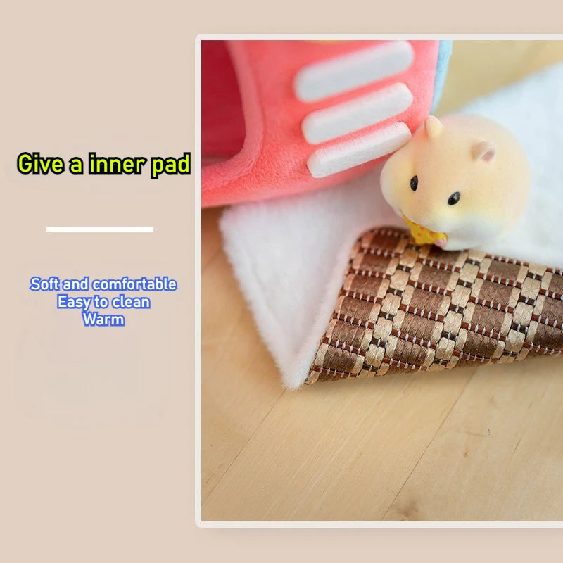 Pet Hamster Nest Cartoon TV Rabbit Squirrel Mini Cage Guinea Pig Nest Animal Nest For Rodent Rat Hedgehog Ferret Small Pet House