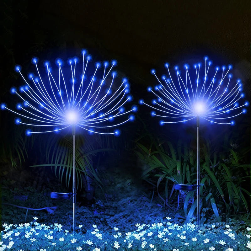 Outdoor 200LED Fairy Lights Solar Power Waterproof Firework Lawn Lamp Decor for Patio Pathway Garden Yard