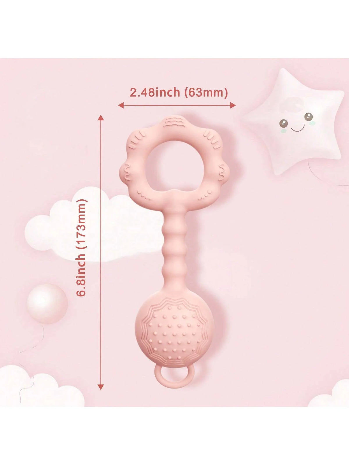 1ps Teethers for Babies 6-12 Months, Rattles for Babies 0-6 Months, 2-in-1 Rattle and Teether Toy for Soothing Baby Teething